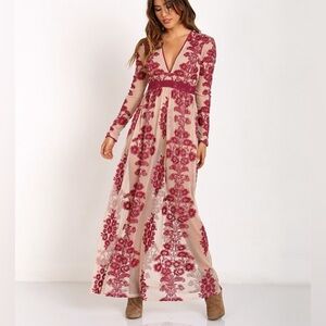 For Love & Lemons Temecula Maxi Dress Wine (Free People). NWT XS